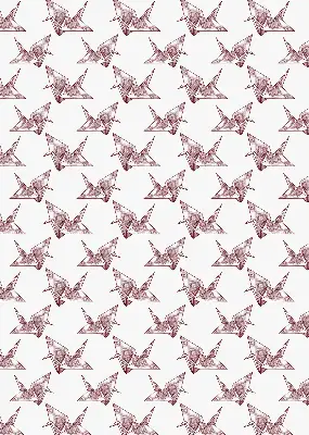Modern roller blind with origami swans pattern