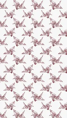 Modern roller blind with origami swans pattern