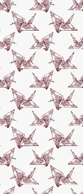 Modern roller blind with origami swans pattern
