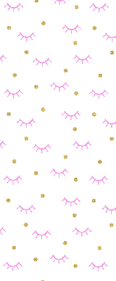 Modern roller blind with drawn eyebrows and dots pattern