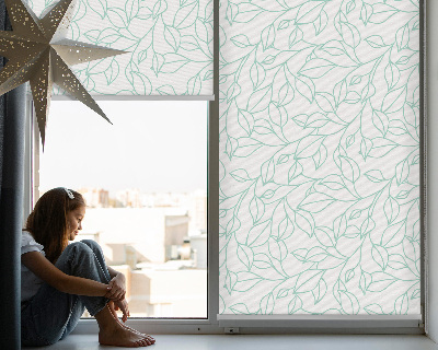 Roller blind for large window Turquoise leaves