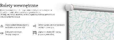 Roller blind for large window turquoise leaves design