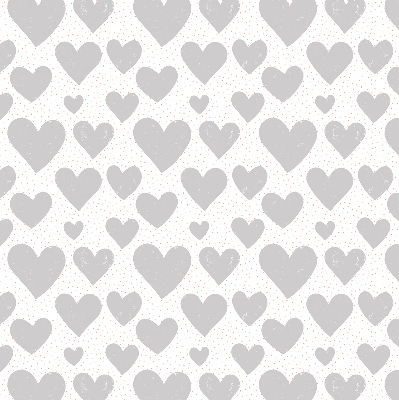 Fabric roller blind with a gray hearts pattern