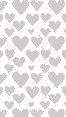 Fabric roller blind with a gray hearts pattern
