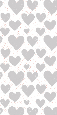 Fabric roller blind with a gray hearts pattern