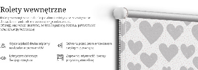 Fabric roller blind Gray hearts