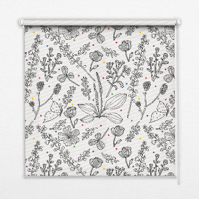 Roller blind for large window Drawn plants