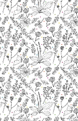Roller blind for large window drawn plants pattern