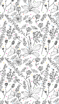 Roller blind for large window drawn plants pattern