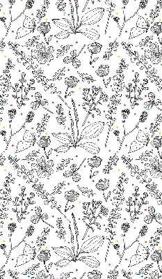 Roller blind for large window drawn plants pattern