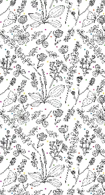 Roller blind for large window drawn plants pattern
