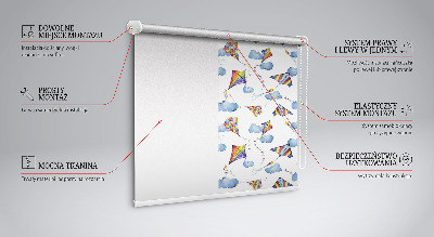 Fabric roller blind with a colorful kites print
