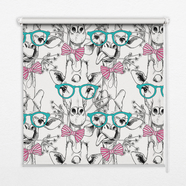 Modern roller blind Giraffe with glasses