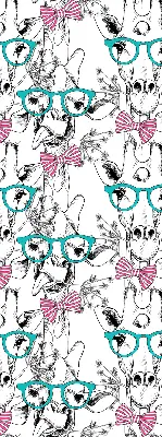Modern roller blind giraffe with glasses print