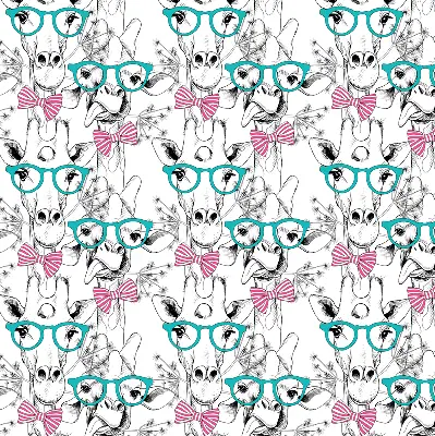 Modern roller blind giraffe with glasses print