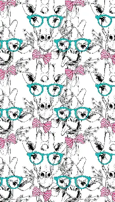 Modern roller blind giraffe with glasses print