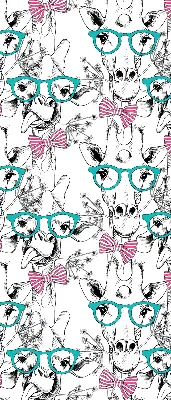 Modern roller blind giraffe with glasses print