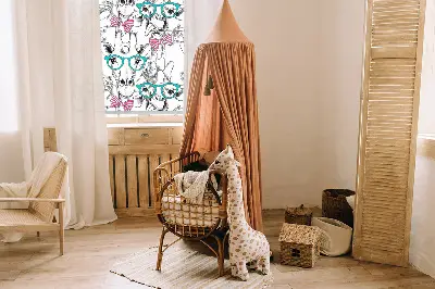 Modern roller blind giraffe with glasses print
