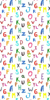 Roller blind for large window with colorful letters design