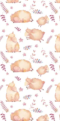 Fabric roller blind sheep among the stars design