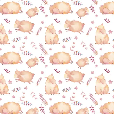 Fabric roller blind sheep among the stars design