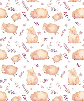 Fabric roller blind sheep among the stars design