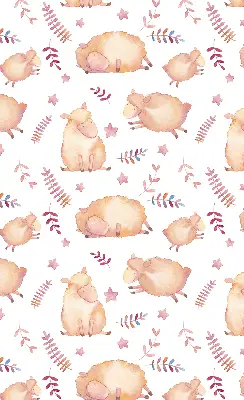 Fabric roller blind sheep among the stars design