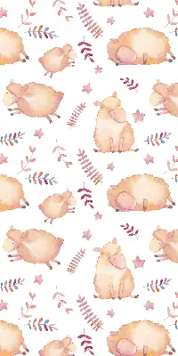 Fabric roller blind sheep among the stars design