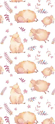 Fabric roller blind sheep among the stars design
