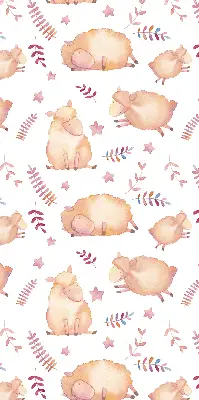 Fabric roller blind sheep among the stars design