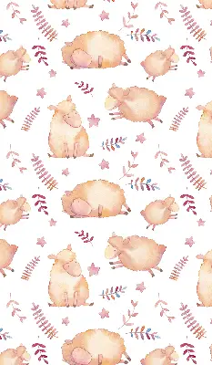 Fabric roller blind sheep among the stars design