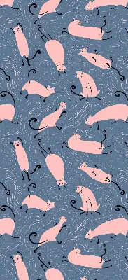 Modern roller blind pink cats pattern