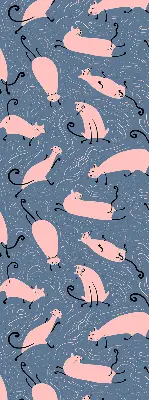 Modern roller blind pink cats pattern