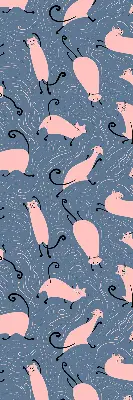 Modern roller blind pink cats pattern
