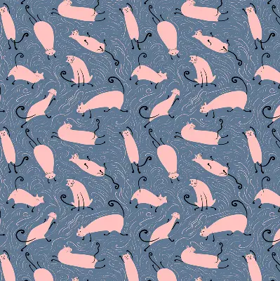 Modern roller blind pink cats pattern