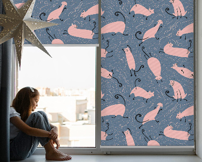 Modern roller blind Pink cats