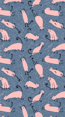 Modern roller blind pink cats pattern