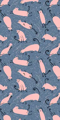 Modern roller blind pink cats pattern