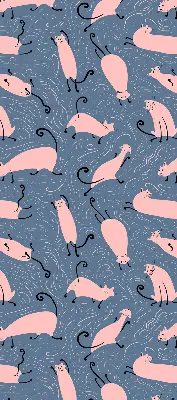 Modern roller blind pink cats pattern