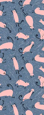 Modern roller blind pink cats pattern