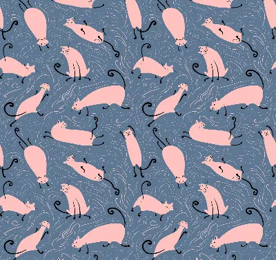 Modern roller blind pink cats pattern