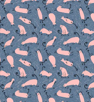 Modern roller blind pink cats pattern