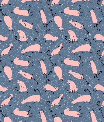 Modern roller blind pink cats pattern