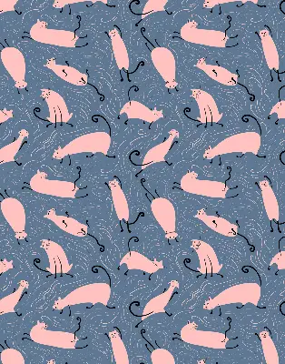 Modern roller blind pink cats pattern