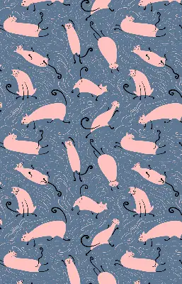 Modern roller blind pink cats pattern