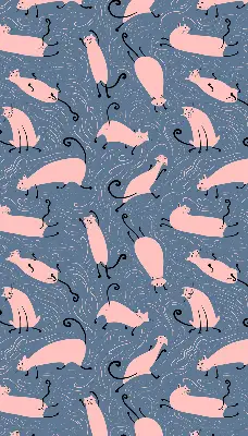 Modern roller blind pink cats pattern