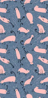 Modern roller blind pink cats pattern