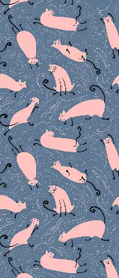 Modern roller blind pink cats pattern