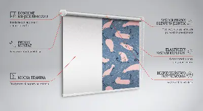 Modern roller blind pink cats pattern