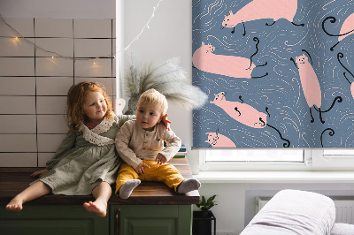 Modern roller blind Pink cats